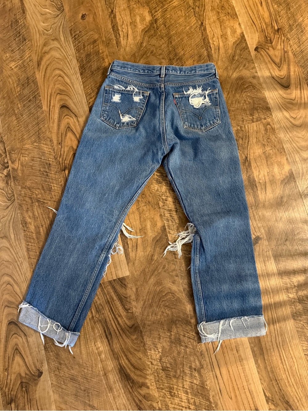 Levi's Distressed Blue Ripped Straight-Leg Jeans - Picture 2 of 2